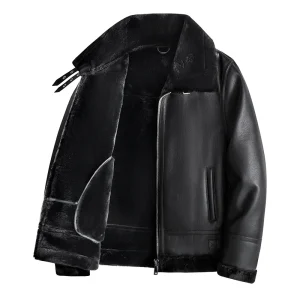 Men leather winter jacket