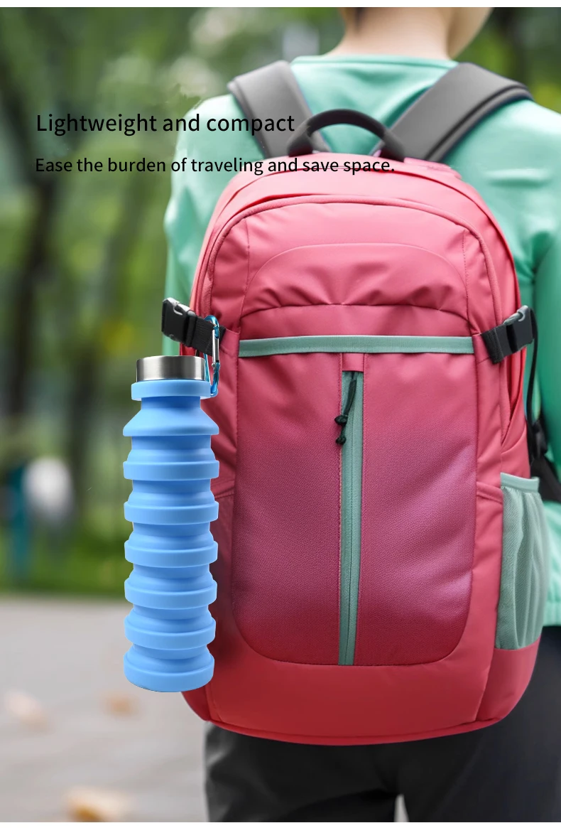 550ml collapsible water bottle cup, reusable BPA-free silicone collapsible water bottle, suitable for hiking in travel gym - Image 11