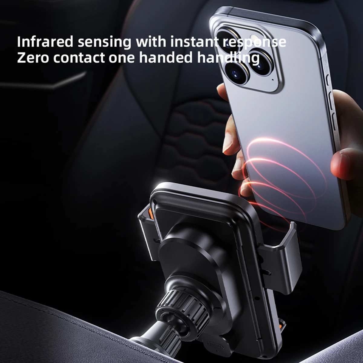 Car Phone Charger Phone Holder 15W Wireless & Wired Charger Auto Sensing One-Touch Release and Rotation Qi FCC ROHS Certified - Image 14