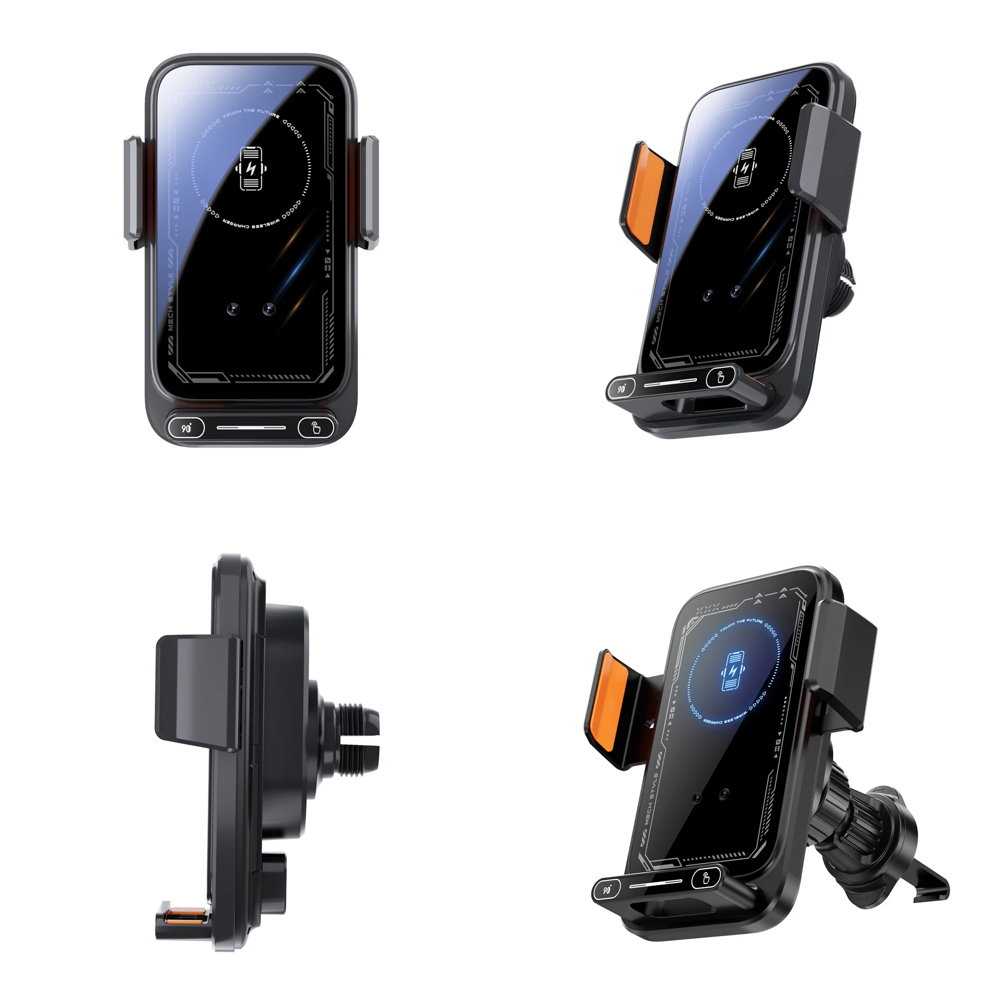 Car Phone Charger Phone Holder 15W Wireless & Wired Charger Auto Sensing One-Touch Release and Rotation Qi FCC ROHS Certified - Image 22