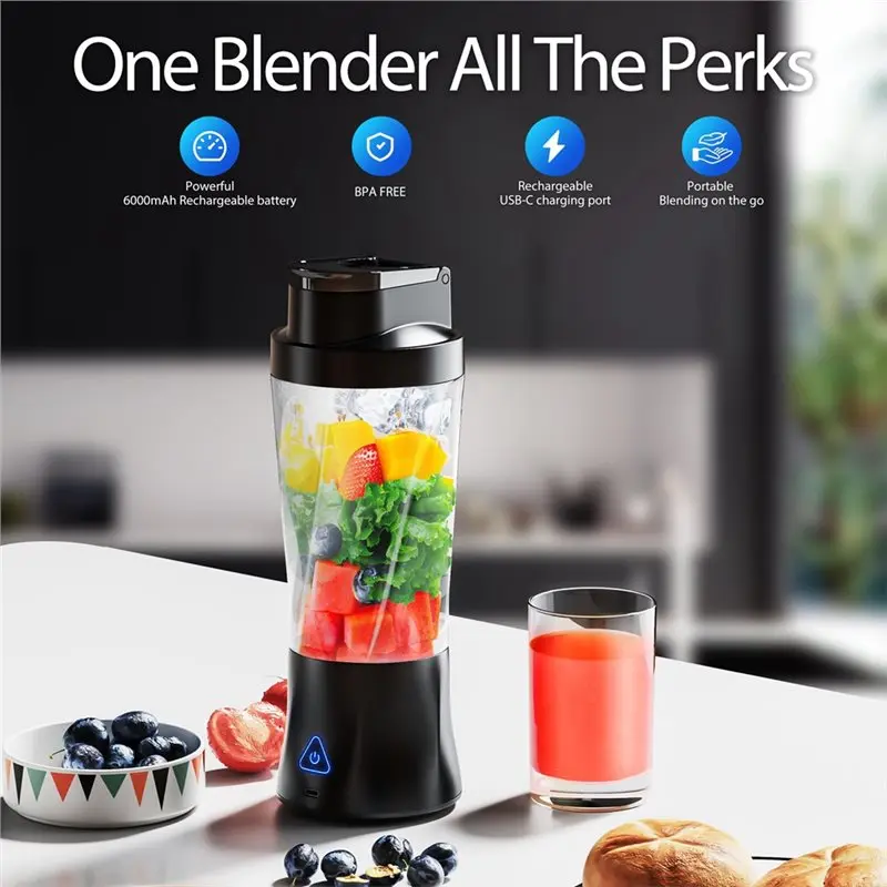 B89B-Portable Blender, Cordless USB Rechargeable Mini Smoothie Maker Multi-Functional Fruit Blender For Home Office Travel Usage - Image 4
