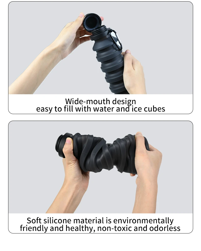 550ml collapsible water bottle cup, reusable BPA-free silicone collapsible water bottle, suitable for hiking in travel gym - Image 17