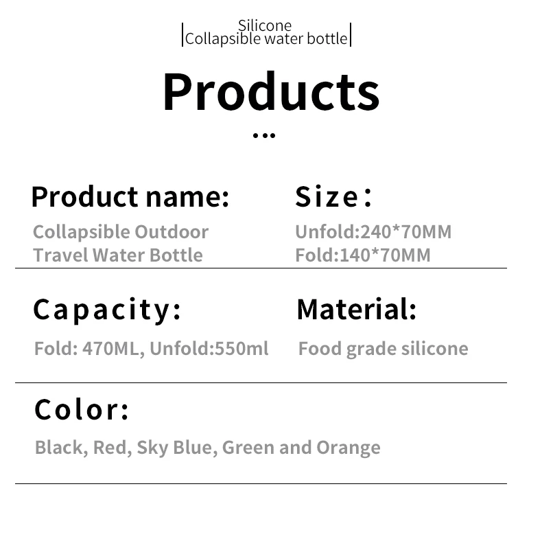 550ml collapsible water bottle cup, reusable BPA-free silicone collapsible water bottle, suitable for hiking in travel gym - Image 18