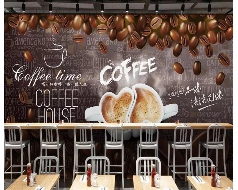 beibehang high-level wall paper HD hand-painted coffee decoration painting background wall papel de parede 3d wallpaper tapety