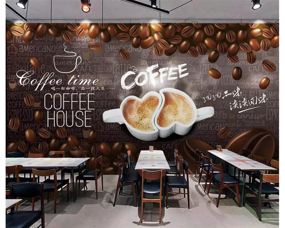 beibehang high-level wall paper HD hand-painted coffee decoration painting background wall papel de parede 3d wallpaper tapety - Image 3