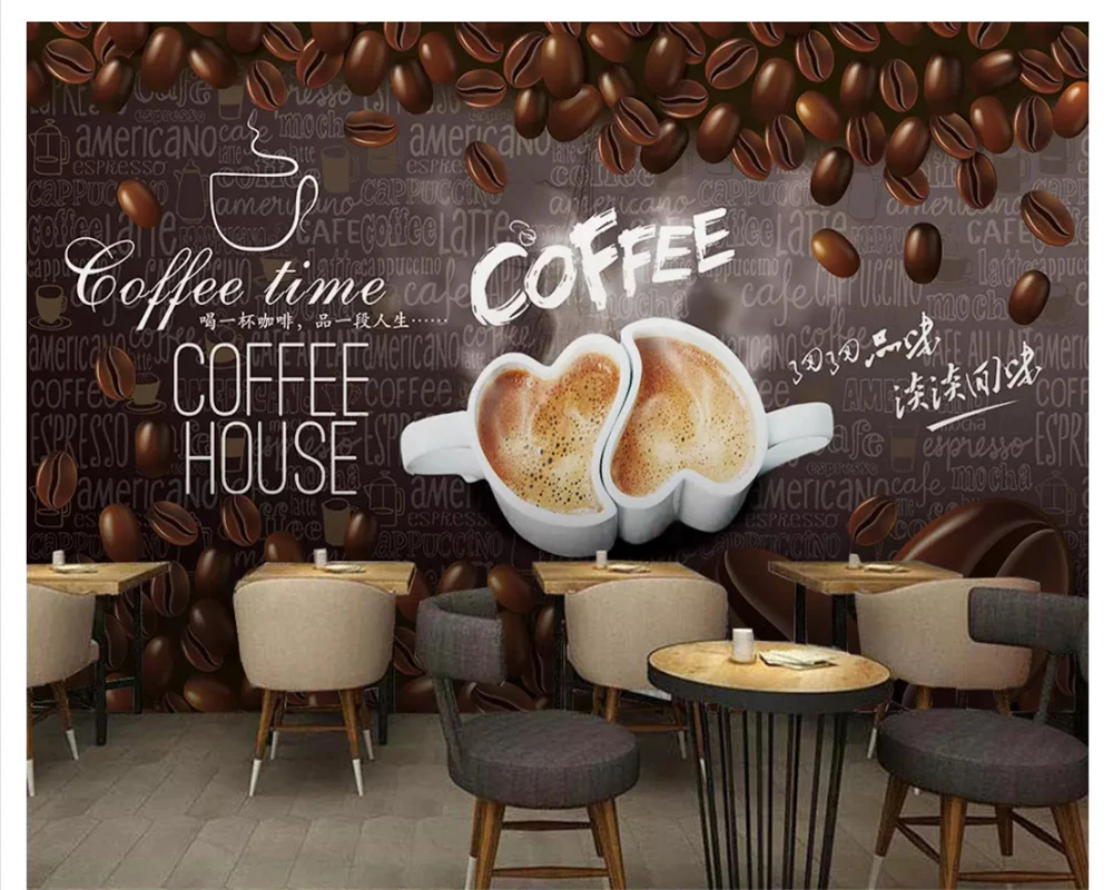 beibehang high-level wall paper HD hand-painted coffee decoration painting background wall papel de parede 3d wallpaper tapety - Image 4