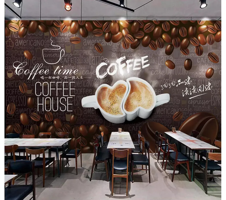 beibehang high-level wall paper HD hand-painted coffee decoration painting background wall papel de parede 3d wallpaper tapety - Image 15