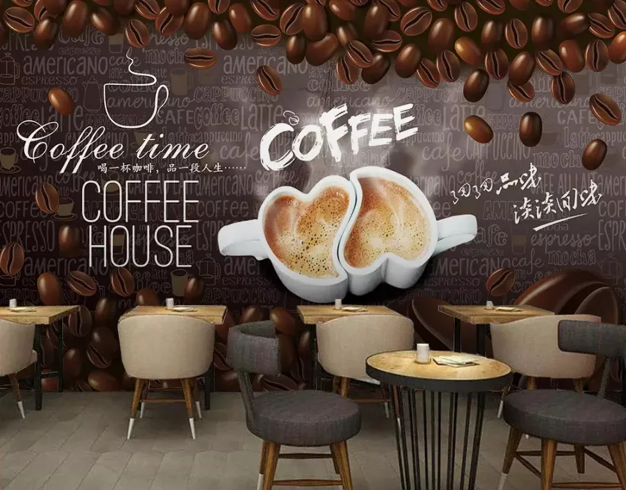 beibehang high-level wall paper HD hand-painted coffee decoration painting background wall papel de parede 3d wallpaper tapety - Image 8